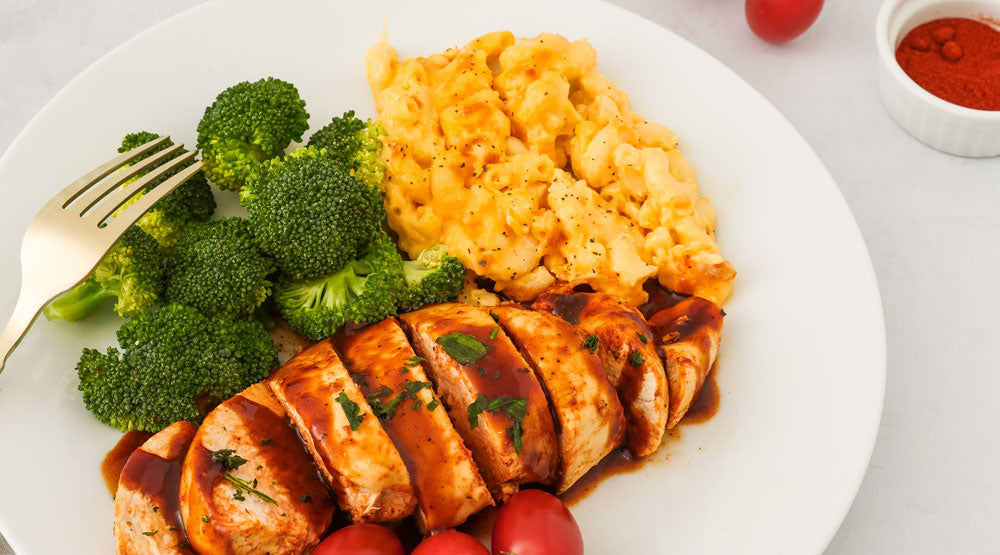 Mac Cheese with BBQ Roasted Chicken Broccoli – ModifyHealth